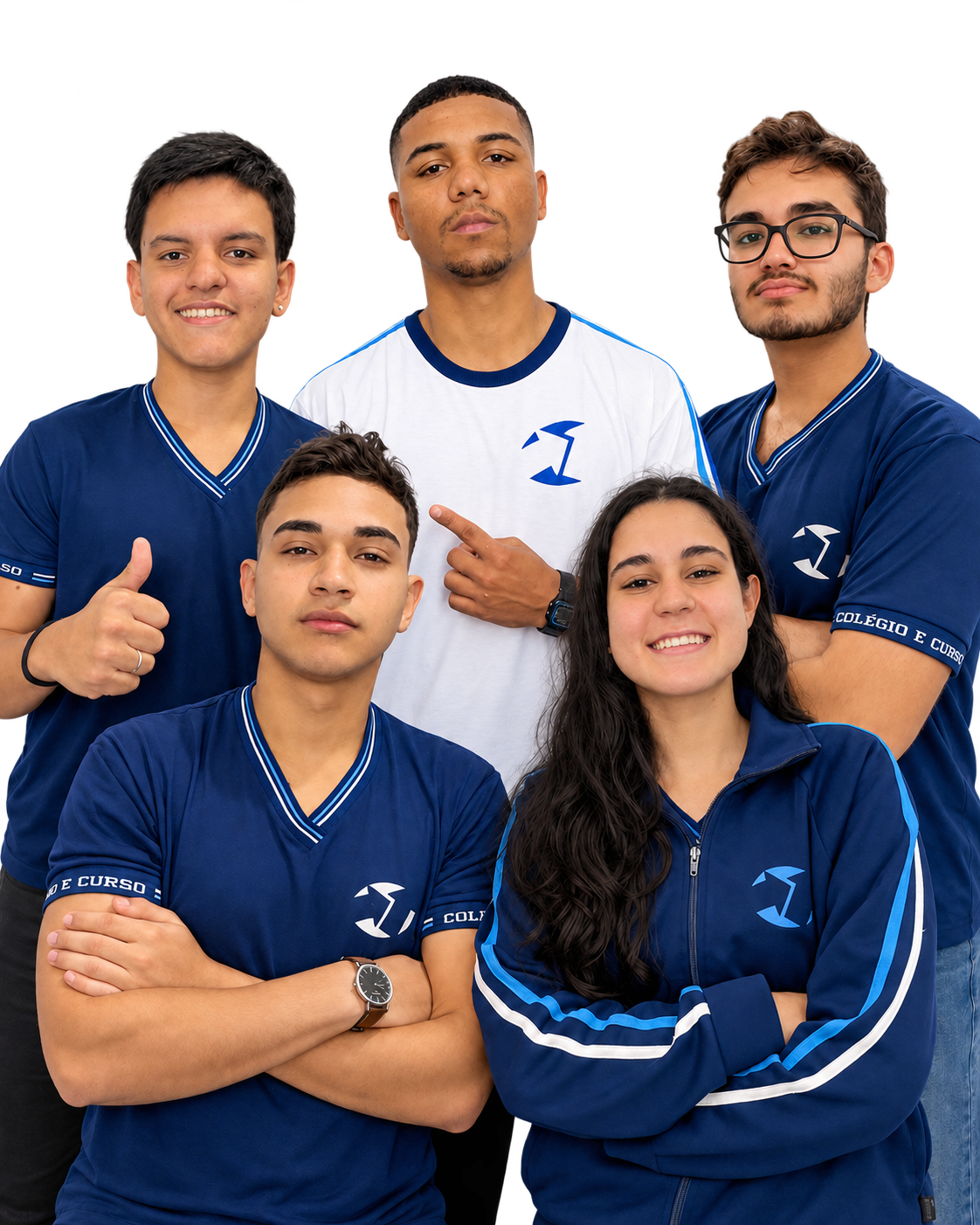 Grupo de estudantes em uniforme escolar